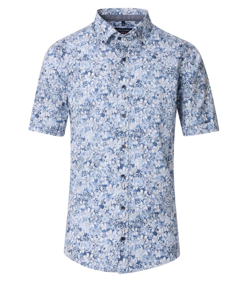 Große Größen Freizeithemd Kurzarm Print Casual Fit, Herren, blau, Größe: L, Baumwolle, Happy Size DE Men von CASAMODA
