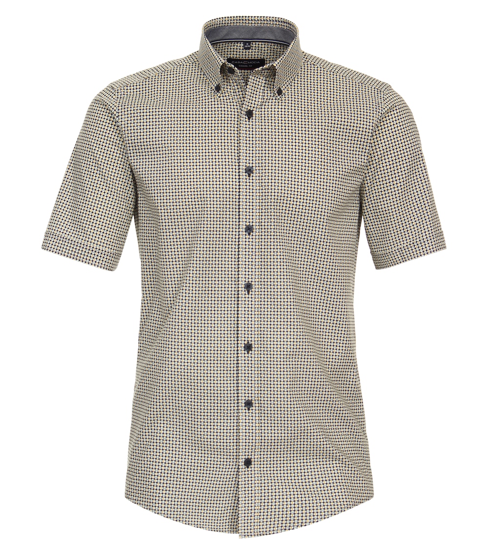 Große Größen Freizeithemd Kurzarm Print Casual Fit, Herren, grau, Größe: L, Baumwolle, Happy Size DE Men von CASAMODA