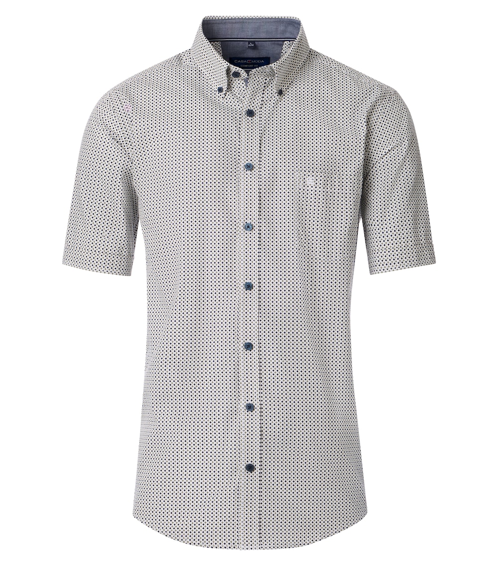 Große Größen Freizeithemd Kurzarm Print Comfort Fit, Herren, grün, Größe: L, Baumwolle, Happy Size DE Men von CASAMODA