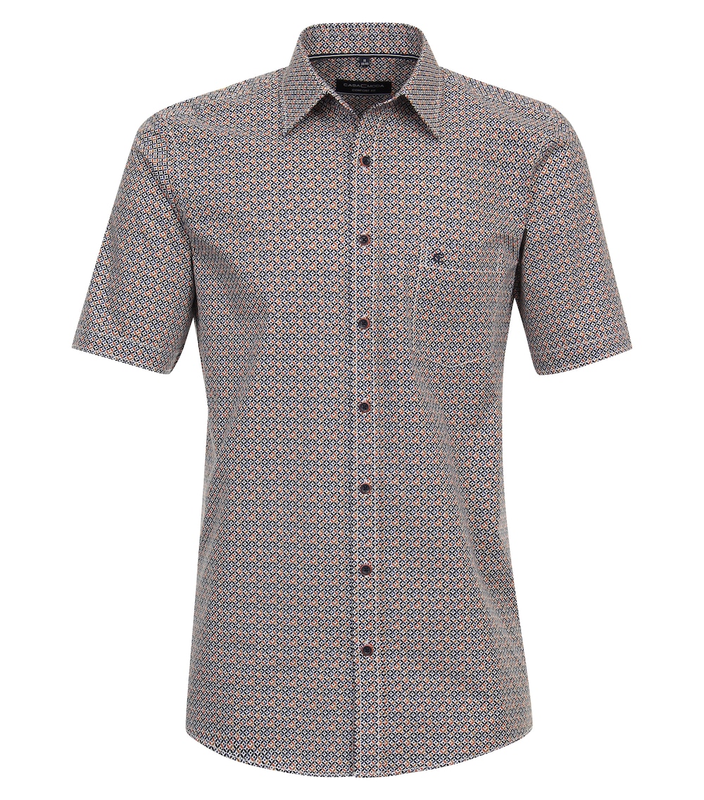 Große Größen Freizeithemd Kurzarm Print Comfort Fit, Herren, orange, Größe: XL, Baumwolle, Happy Size DE Men von CASAMODA