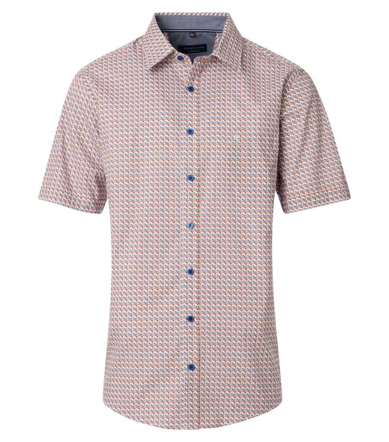 Große Größen Freizeithemd Kurzarm Print Comfort Fit, Herren, orange, Größe: XXL, Baumwolle, Happy Size DE Men von CASAMODA