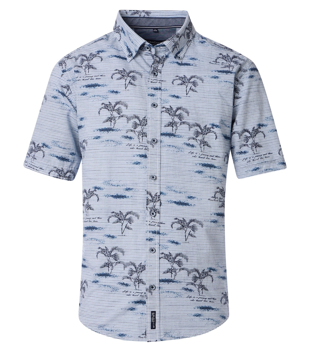 Große Größen Freizeithemd Kurzarm gestreift Casual Fit, Herren, blau, Größe: XL, Baumwolle, Happy Size DE Men von CASAMODA