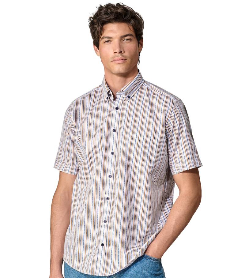 Große Größen Freizeithemd Kurzarm gestreift Casual Fit, Herren, orange, Größe: XL, Baumwolle, Happy Size DE Men von CASAMODA