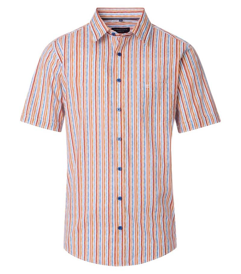 Große Größen Freizeithemd Kurzarm kariert Casual Fit, Herren, orange, Größe: XXL, Baumwolle, Happy Size DE Men von CASAMODA