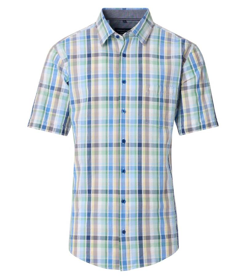 Große Größen Freizeithemd Kurzarm kariert Comfort Fit, Herren, blau, Größe: L, Baumwolle, Happy Size DE Men von CASAMODA