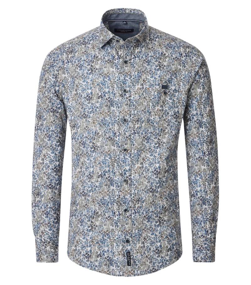 Große Größen Freizeithemd Print Casual Fit, Herren, blau, Größe: XL, Baumwolle, Happy Size DE Men von CASAMODA