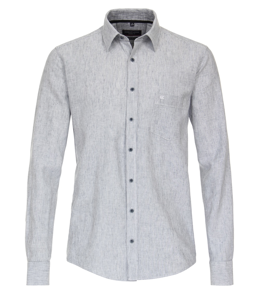 Große Größen Freizeithemd gestreift Casual Fit, Herren, blau, Größe: 6XL, Leinen/Baumwolle, Happy Size Men von CASAMODA