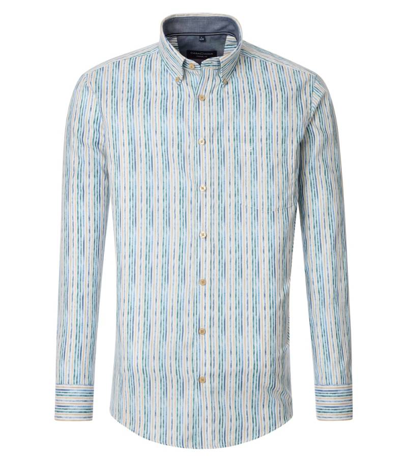 Große Größen Freizeithemd gestreift Casual Fit, Herren, türkis, Größe: L, Baumwolle, Happy Size DE Men von CASAMODA