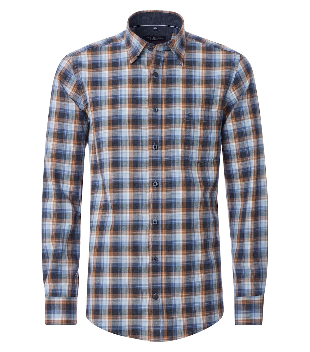 Große Größen Freizeithemd kariert Casual Fit, Herren, blau, Größe: 4XL, Baumwolle, Happy Size DE Men von CASAMODA