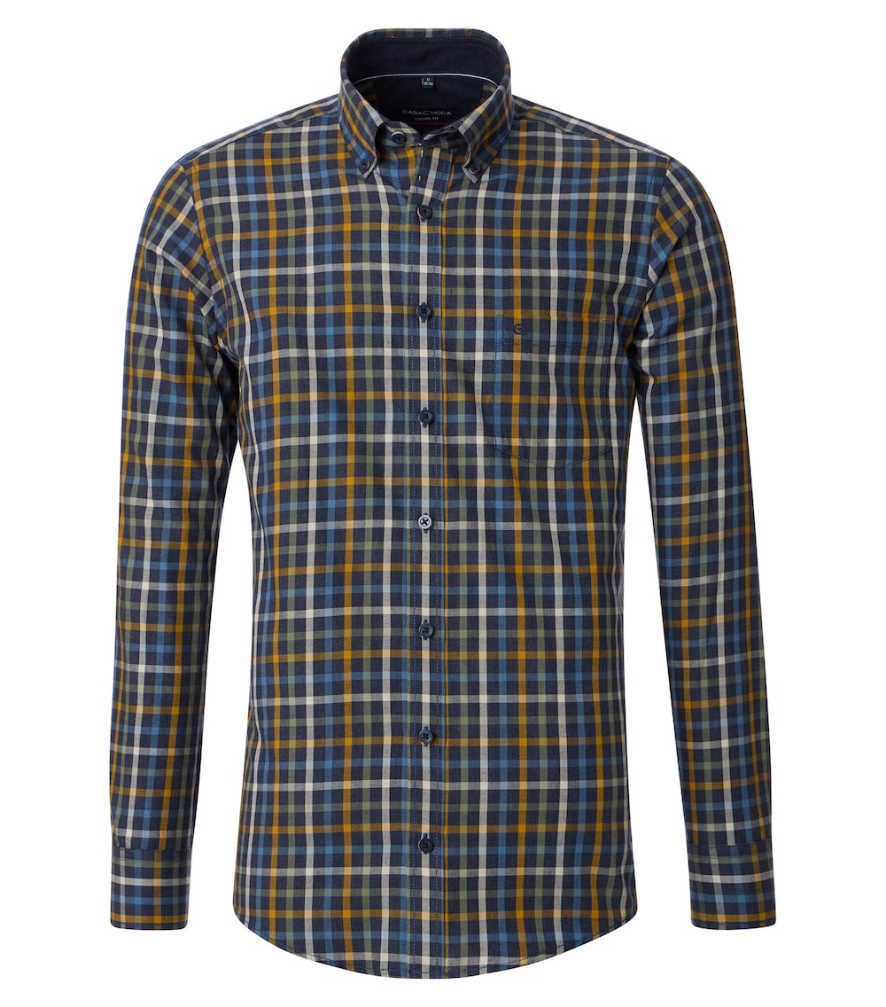 Große Größen Freizeithemd kariert Casual Fit, Herren, blau, Größe: 4XL, Baumwolle, Happy Size DE Men von CASAMODA