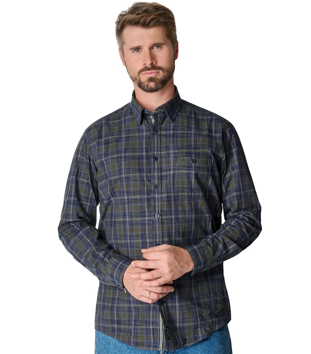 Große Größen Freizeithemd kariert Casual Fit, Herren, blau, Größe: 5XL, Baumwolle, Happy Size Men von CASAMODA