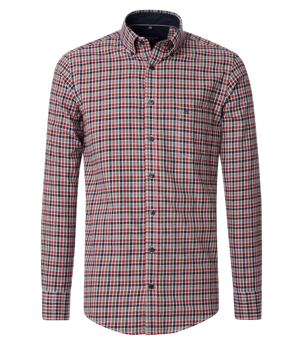 Große Größen Freizeithemd kariert Casual Fit, Herren, rot, Größe: XL, Baumwolle, Happy Size DE Men von CASAMODA