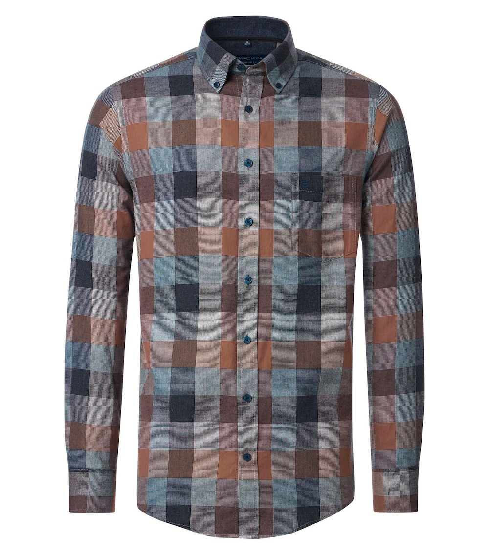 Große Größen Freizeithemd kariert Comfort Fit, Herren, orange, Größe: 5XL, Baumwolle, Happy Size DE Men von CASAMODA