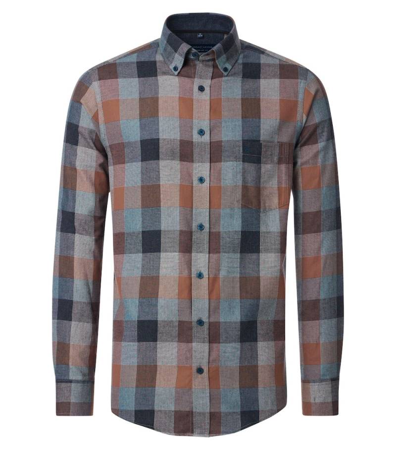 Große Größen Freizeithemd kariert Comfort Fit, Herren, orange, Größe: 5XL, Baumwolle, Happy Size DE Men von CASAMODA