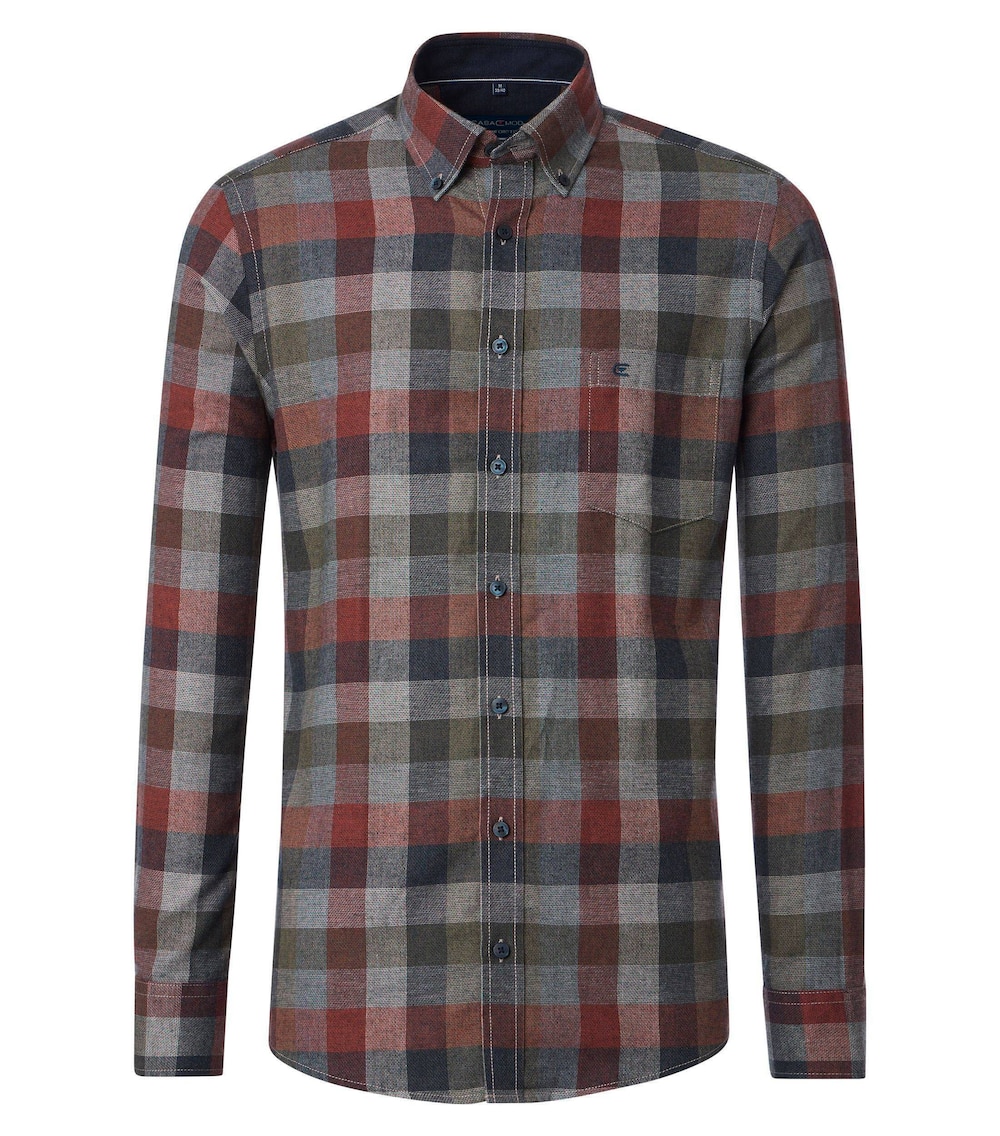 Große Größen Freizeithemd kariert Comfort Fit, Herren, orange, Größe: 5XL, Baumwolle, Happy Size DE Men von CASAMODA