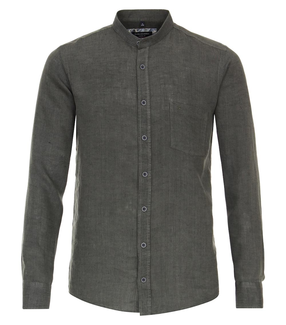 Große Größen Freizeithemd uni Casual Fit, Herren, grün, Größe: 4XL, Leinen, Happy Size Men von CASAMODA