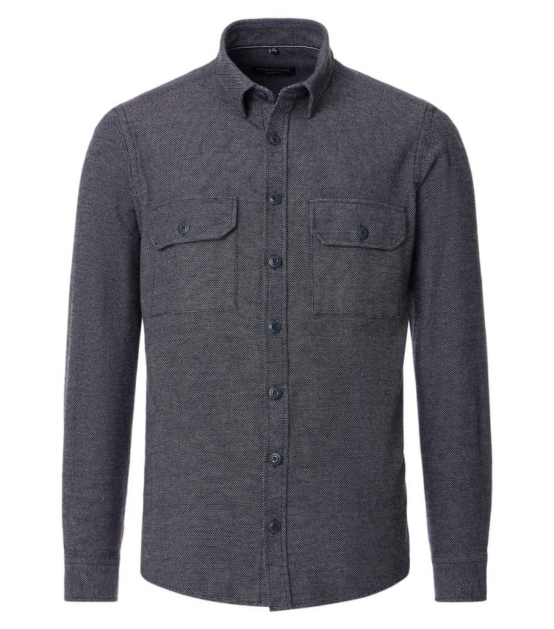 Große Größen Hemdjacke uni Casual Fit, Herren, grau, Größe: L, Baumwolle, Happy Size Men von CASAMODA