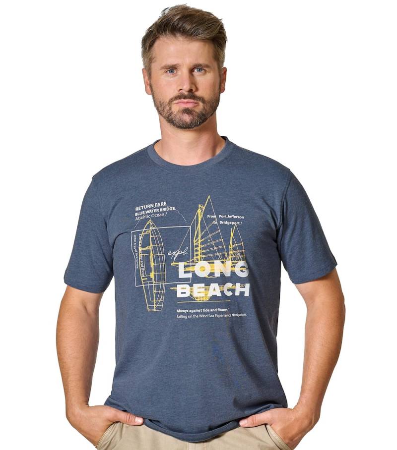 Große Größen T-Shirt uni, Herren, blau, Größe: L, Baumwolle, Happy Size DE Men von CASAMODA