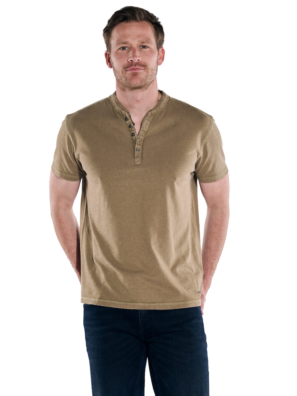 Große Größen Henley-Shirt uni, Herren, braun, Größe: 6XL, Baumwolle, Happy Size Men von Engbers