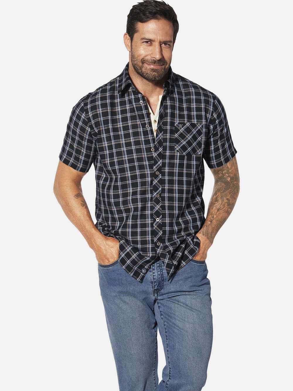 Große Größen Jan Vanderstorm Kurzarmhemd GJAADE, Herren, schwarz, Größe: 3XL, Baumwolle, Happy Size Men Große Größen Jan Vanderstorm Kurzarmhemd GJAADE, Herren, schwarz, Größe: 3XL, Baumwolle, Happy Size Men von Jan Vanderstorm