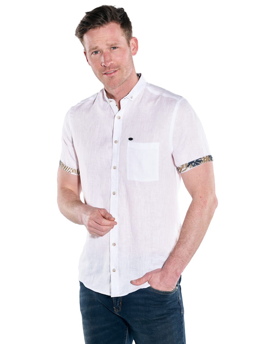 Große Größen Kurzarm-Hemd aus Leinen, Herren, orange, Größe: 6XL, Leinen, Happy Size Men von Engbers