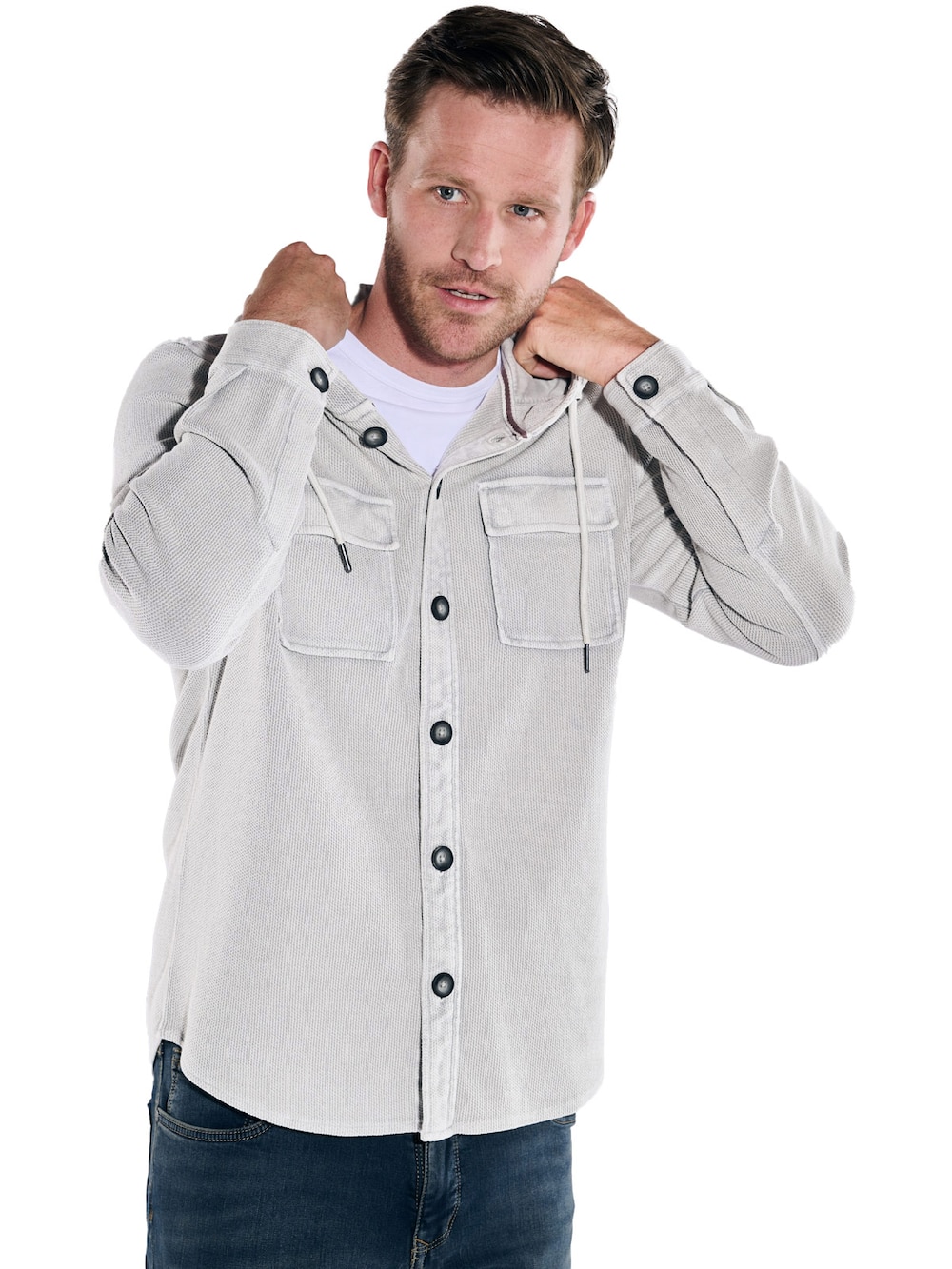 Große Größen Overshirt regular, Herren, grau, Größe: XL, Baumwolle, Happy Size Men Große Größen Overshirt regular, Herren, grau, Größe: XL, Baumwolle, Happy Size Men von Engbers