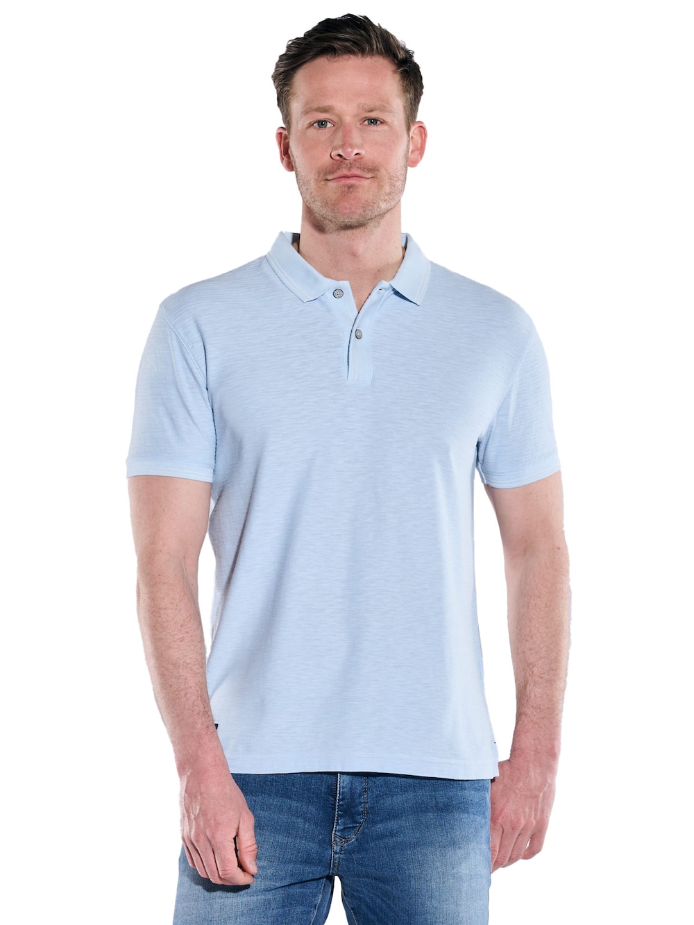 Große Größen Polo-Shirt meliert, Herren, blau, Größe: L, Baumwolle, Happy Size Men von Engbers