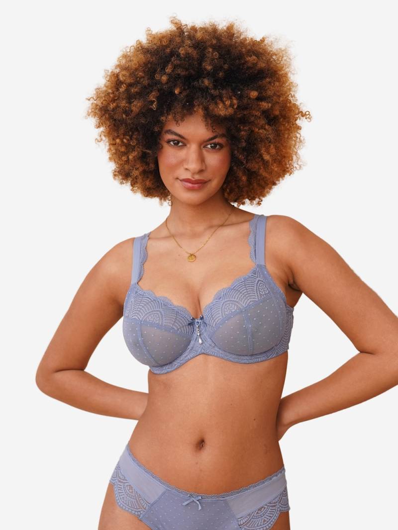 Große Größen BH LACE Full-Cup-BHs Bügel-BHs, Damen, blau, Größe: 100D, Synthetische Fasern/Elasthan, Happy Size DE Women von SugarShape
