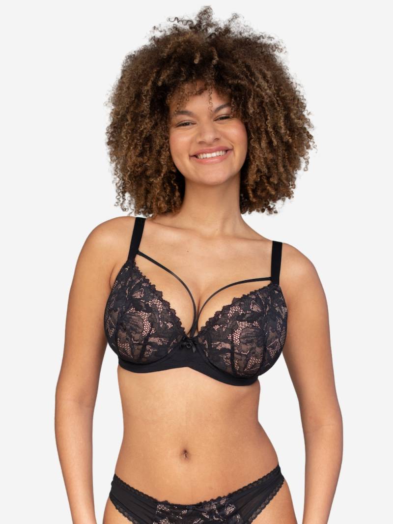 Große Größen BH STRAPPY Plunge-BHs Bügel-BHs, Damen, schwarz, Größe: 90H, Synthetische Fasern/Polyester/Baumwolle, Happy Size DE Women von SugarShape