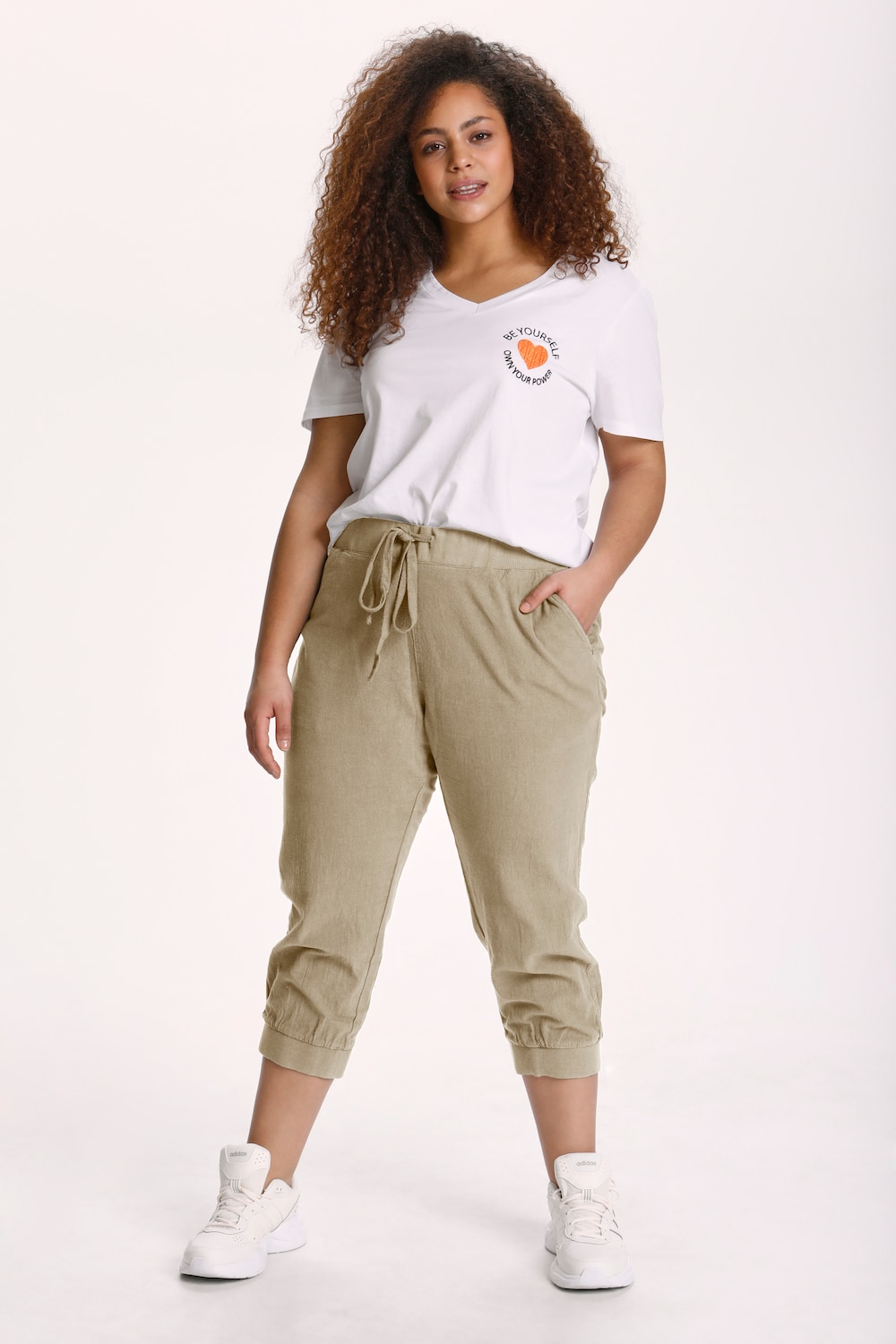 Große Größen Caprihose Regular fit, Damen, beige, Größe: 54, Baumwolle, Happy Size Women Große Größen Caprihose Regular fit, Damen, beige, Größe: 54, Baumwolle, Happy Size Women von KAFFE Curve