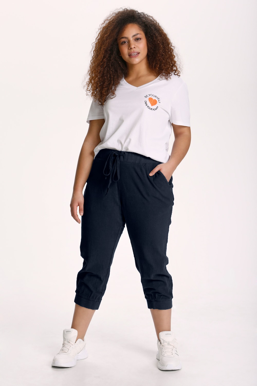 Große Größen Caprihose Regular fit, Damen, grau, Größe: 50, Baumwolle, Happy Size Women Große Größen Caprihose Regular fit, Damen, grau, Größe: 50, Baumwolle, Happy Size Women von KAFFE Curve