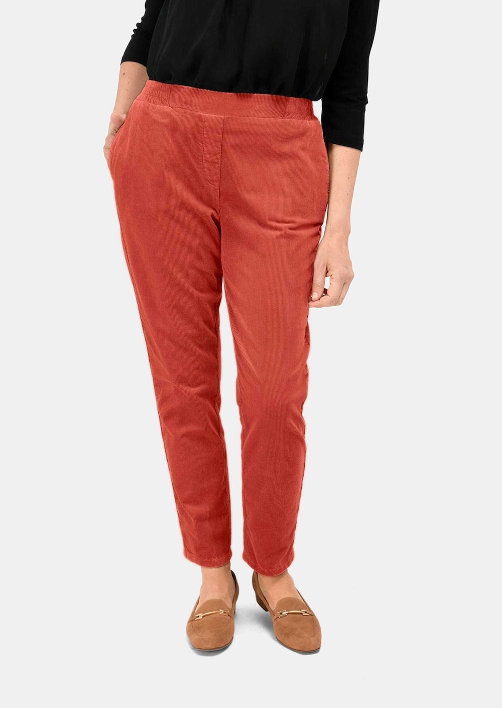 Große Größen Cordhose Martha, Damen, rot, Größe: 48, Baumwolle/Synthetische Fasern, Happy Size DE Women von GOLDNER