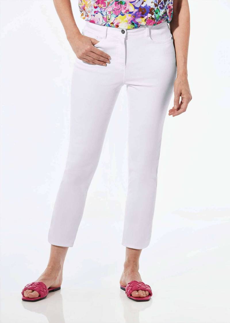 Große Größen Hose im 5-Pocket-Stil, Damen, weiß, Größe: 50, Baumwolle/Synthetische Fasern, Happy Size DE Women von GOLDNER
