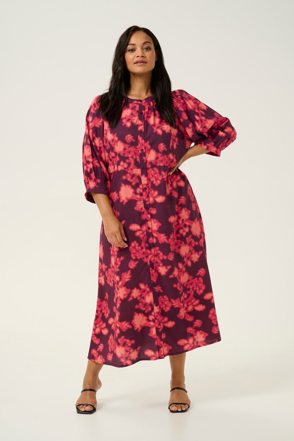 Große Größen Kleid Regular fit, Damen, rot, Größe: 48, Viskose/Nylon, Happy Size Women von KAFFE Curve