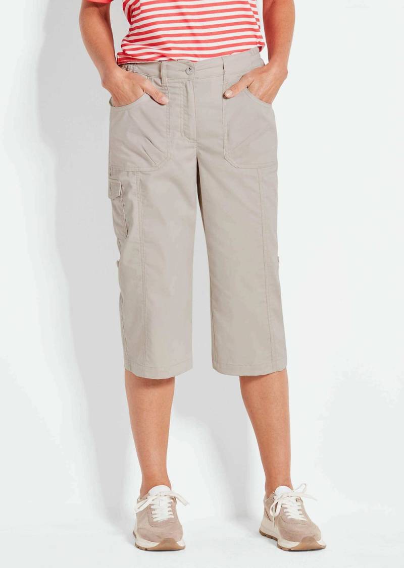 Große Größen Krempelbare Capri-Hose mit Funktion, Damen, beige, Größe: 24, Baumwolle/Polyester, Happy Size Women von GOLDNER