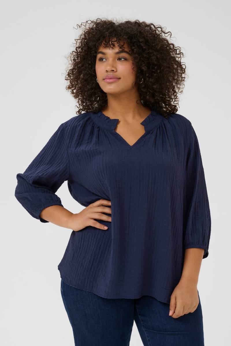 Große Größen Langarm-Bluse Regular fit, Damen, grau, Größe: 44, Viskose/Nylon, Happy Size DE Women Große Größen Langarm-Bluse Regular fit, Damen, grau, Größe: 44, Viskose/Nylon, Happy Size DE Women von KAFFE Curve