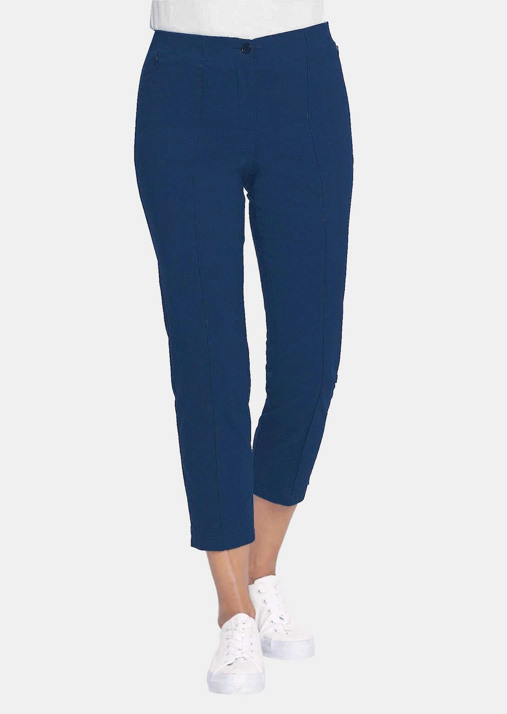 Große Größen Moderne Hose mit streckenden Biesen, Damen, blau, Größe: 52, Baumwolle/Synthetische Fasern, Happy Size DE Women von GOLDNER