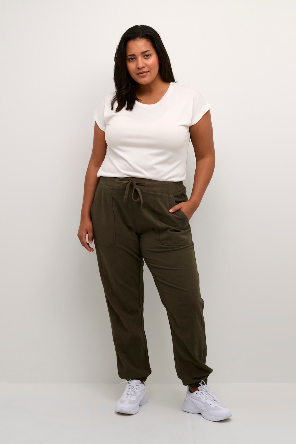 Große Größen Pants Suiting Loose fit, Damen, grün, Größe: 46, Baumwolle, Happy Size Women Große Größen Pants Suiting Loose fit, Damen, grün, Größe: 46, Baumwolle, Happy Size Women von KAFFE Curve