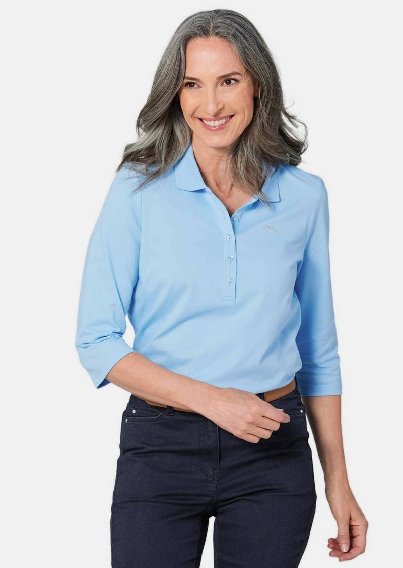 Große Größen Poloshirt in hochwertiger Pikee-Qualität, Damen, blau, Größe: 44, Baumwolle, Happy Size DE Women von GOLDNER