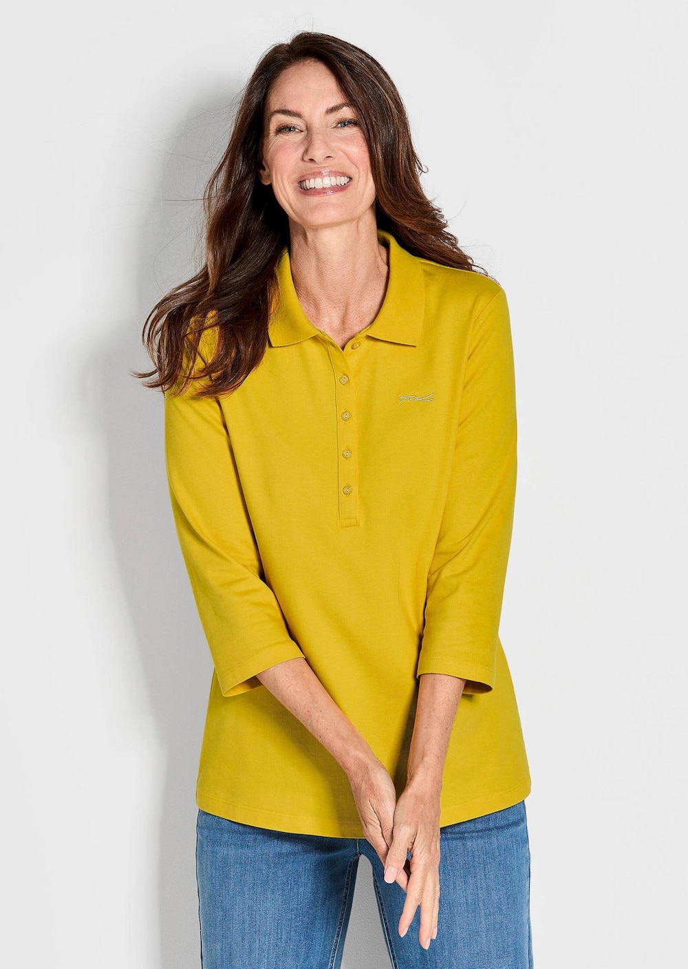 Große Größen Poloshirt in hochwertiger Pikee-Qualität, Damen, gelb, Größe: 25, Baumwolle, Happy Size Women von GOLDNER