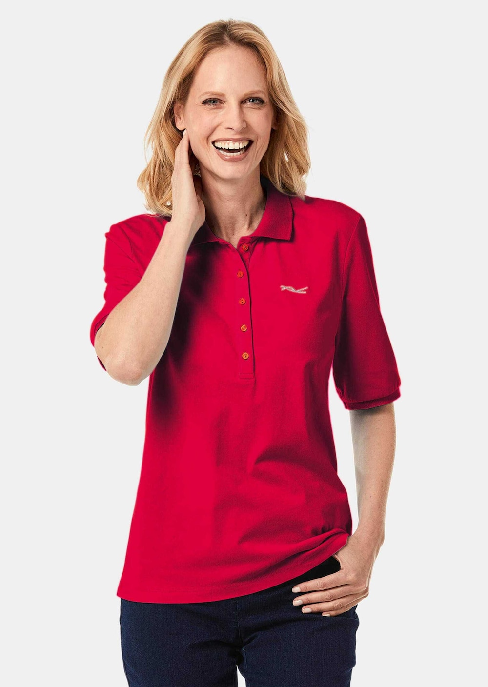 Große Größen Poloshirt in hochwertiger Pikee-Qualität, Damen, rot, Größe: 21, Baumwolle, Happy Size Women von GOLDNER