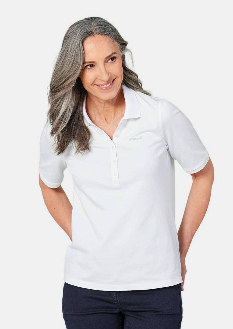 Große Größen Poloshirt in hochwertiger Pikee-Qualität, Damen, weiß, Größe: 50, Baumwolle, Happy Size DE Women von GOLDNER