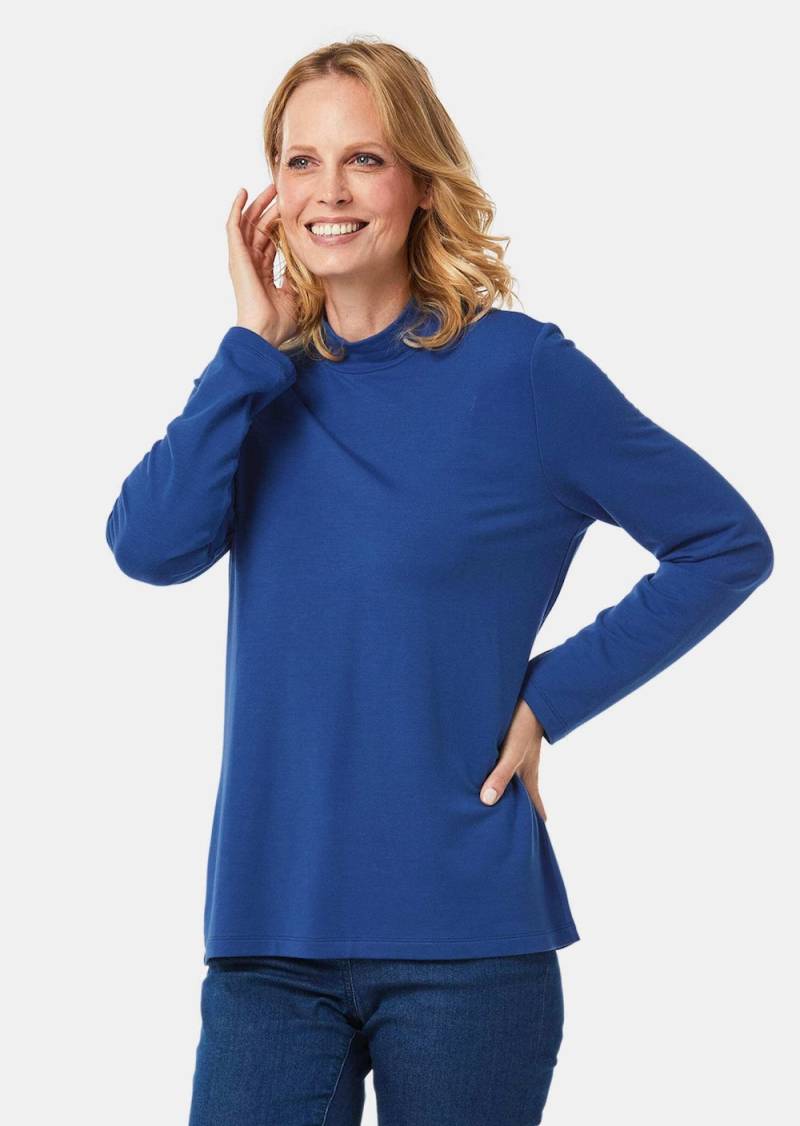Große Größen Stehkragenshirt mit Langarm, Damen, blau, Größe: 21, Synthetische Fasern, Happy Size DE Women von GOLDNER
