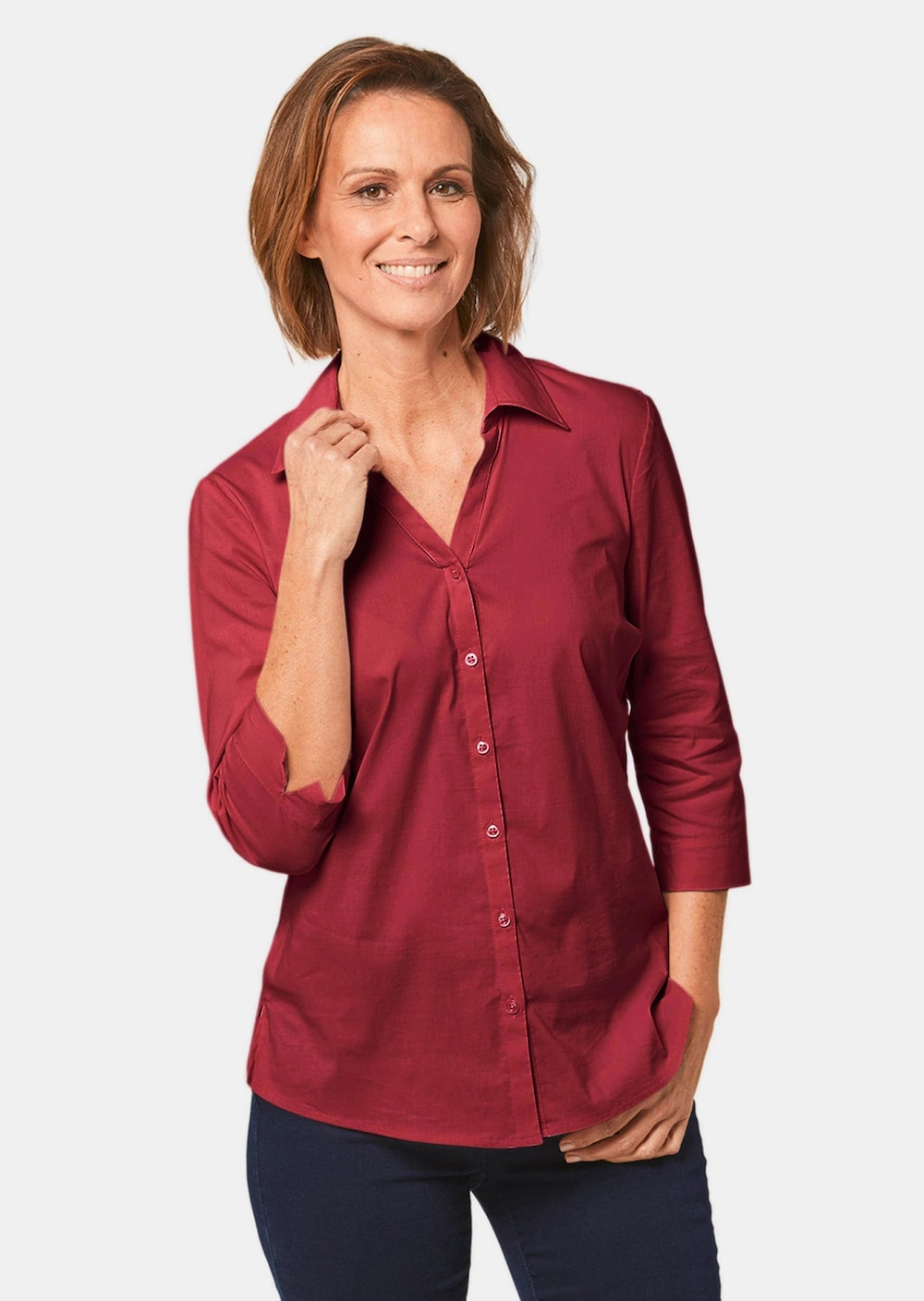 Große Größen Stretchbequeme Bluse mit Baumwolle, Damen, rot, Größe: 50, Baumwolle/Synthetische Fasern, Happy Size Women Große Größen Stretchbequeme Bluse mit Baumwolle, Damen, rot, Größe: 50, Baumwolle/Synthetische Fasern, Happy Size Women von GOLDNER