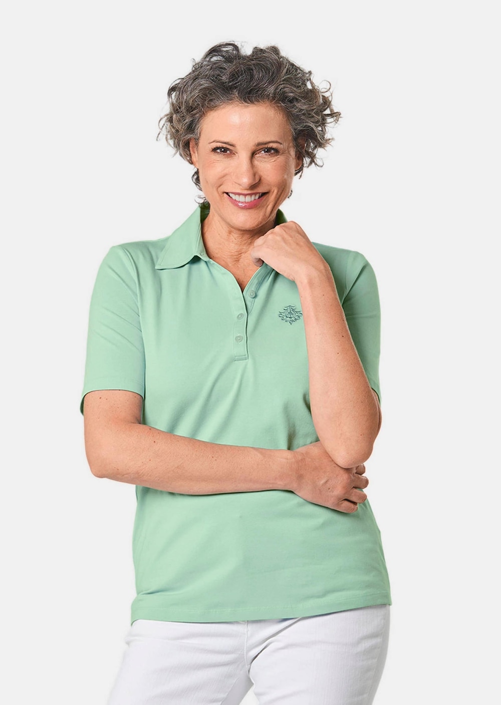 Große Größen Stretchbequemes Poloshirt, Damen, türkis, Größe: 42, Baumwolle, Happy Size Women von GOLDNER