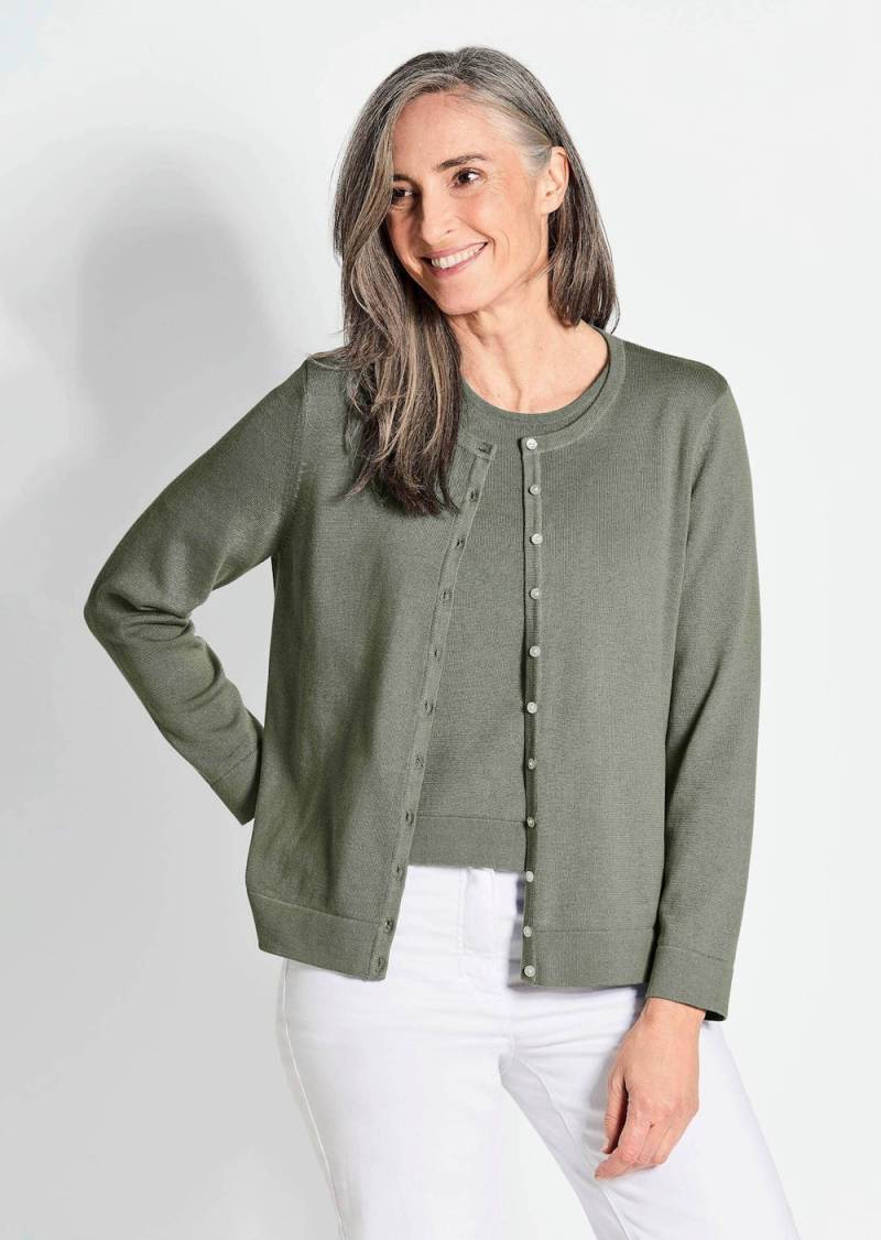 Große Größen Figurnahes Twin-Set aus Pima-Baumwolle, Damen, grau, Größe: 21, Baumwolle, Happy Size DE Women von GOLDNER