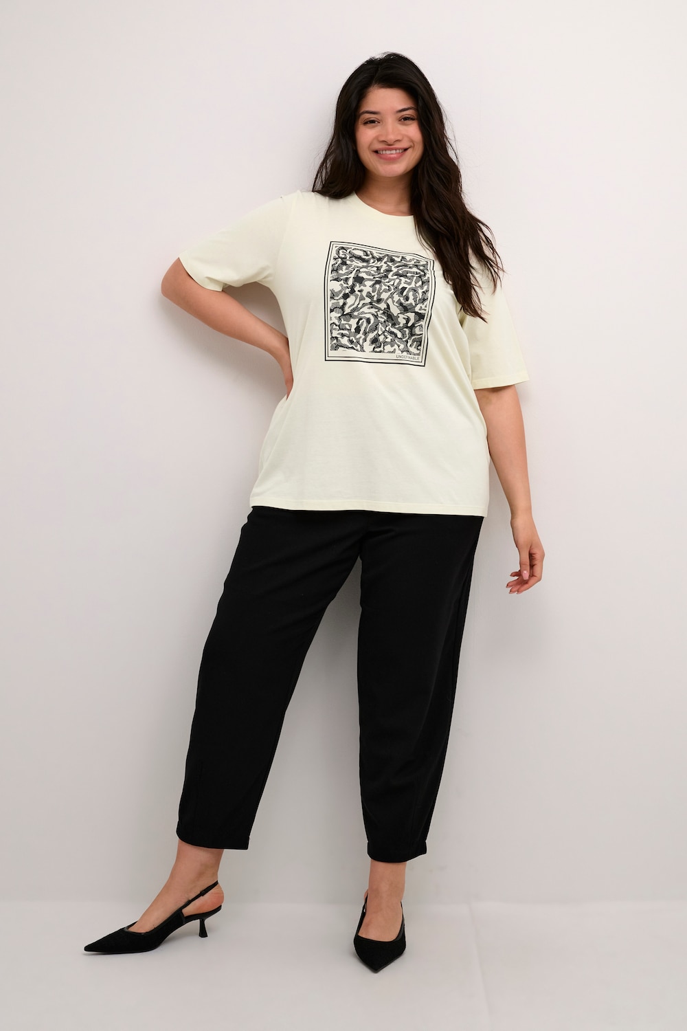 Große Größen T-shirt Loose fit, Damen, braun, Größe: L, Baumwolle, Happy Size Women von KAFFE Curve