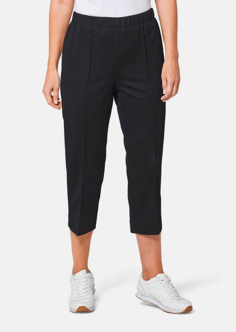 Große Größen Trageangenehme 7/8-Rippenhose, Damen, schwarz, Größe: 26, Polyester, Happy Size DE Women von GOLDNER