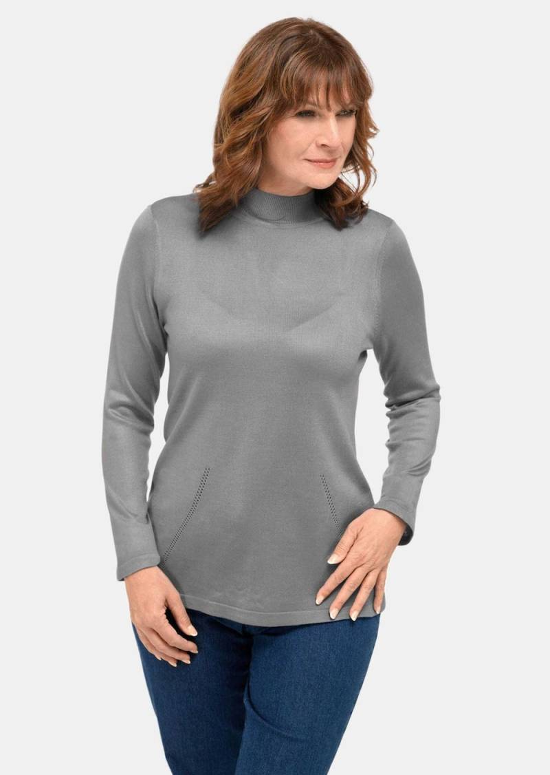Große Größen Unkomplizierter Stehbundpullover, Damen, grau, Größe: 24, Synthetische Fasern, Happy Size DE Women von GOLDNER