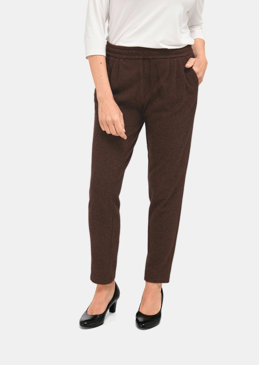 Große Größen Wärmende Schlupfhose LOUISA in knitterarmer Ware, Damen, braun, Größe: 44, Polyester/Baumwolle, Happy Size DE Women von GOLDNER